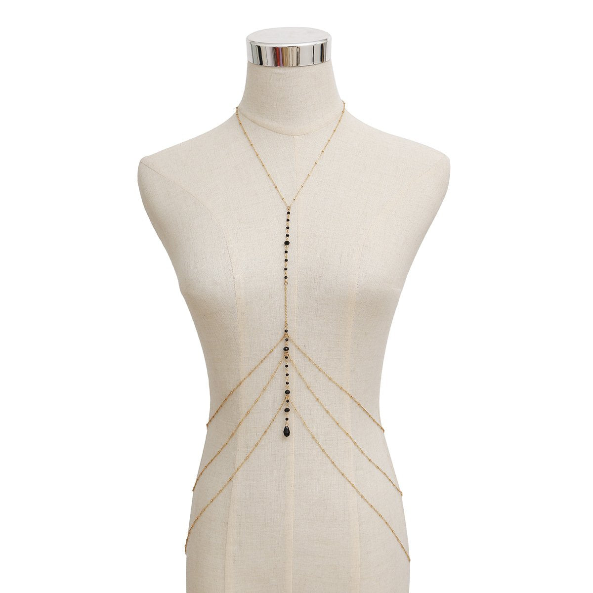 Jewelry personality simple tassel body chain feminine multi-layer handmade crystal necklace clothing chain