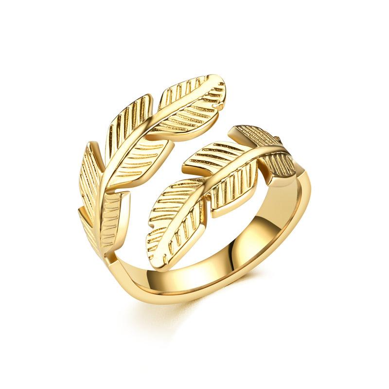 Fashion Feather Ring Open Titanium Steel Ring Angel Wings Hip Hop Stainless Steel Ring Jewelry