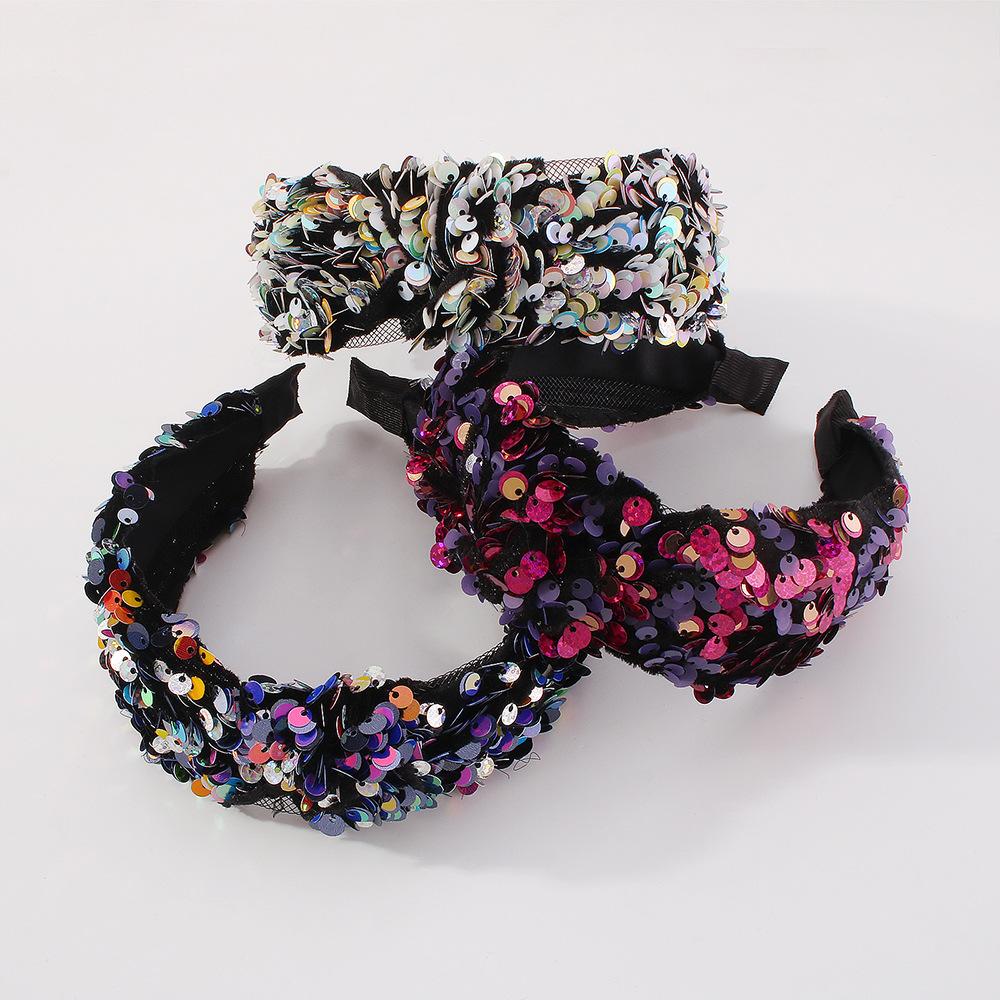 F3727 Jewelry Personality Super Shiny Sequin Headband Fabric Art Fashion Stage Catwalk Temperament Hair Accessories