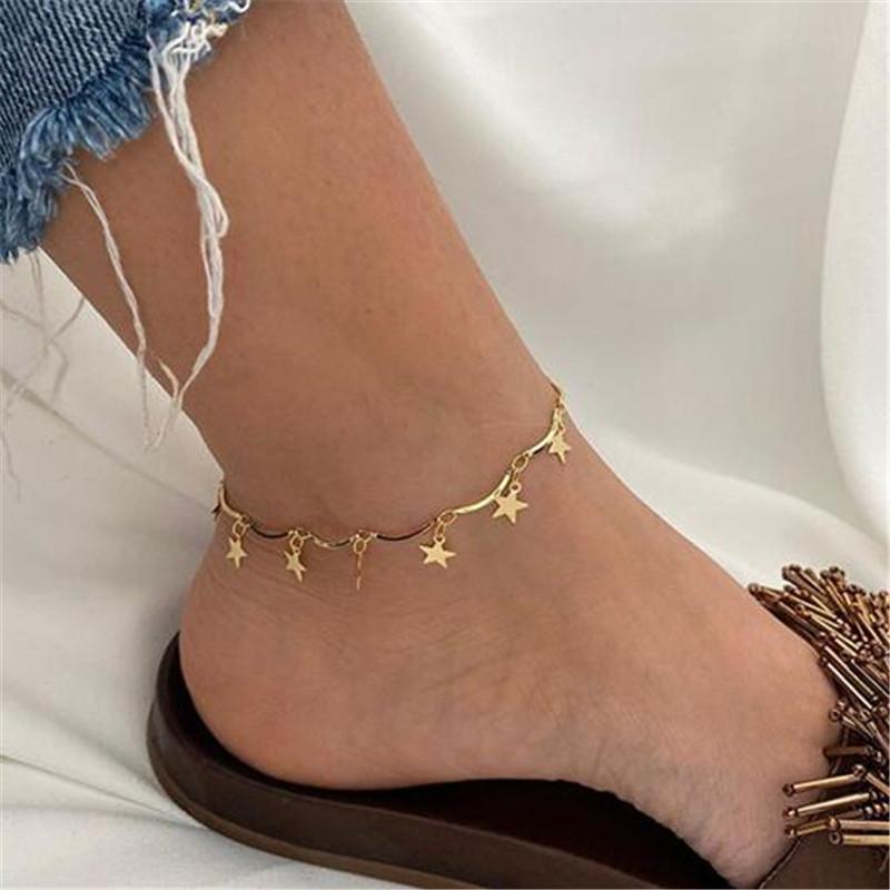 Jewelry Personalized Beach Metal Elements Simple Sequin Pentagram Star Anklet