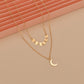 Jewelry Gold Chain Iron Single Hanging Moon Disc Chain Pendant Double Layer Necklace