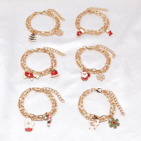 Christmas series creative Santa Claus snowman cane Christmas anklet Christmas holiday multi-layer foot ornaments female