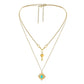Fashionable Personality Stackable Stainless Steel Necklace Versatile Golden Key Songhua Stone Double Layer Necklace