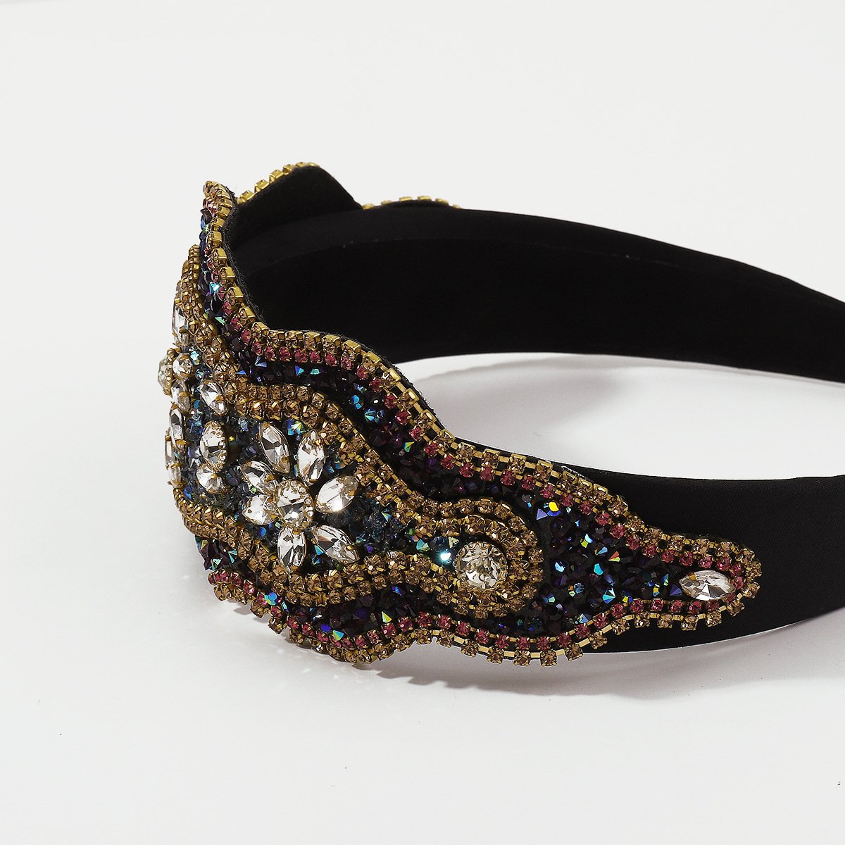 F4648 trendy color diamond light luxury headband tiktok baroque national exaggerated heavy industry headband