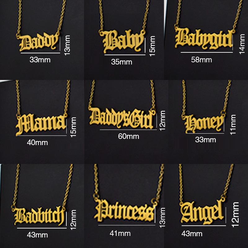 Explosive Ancient English Alphabet Series BabyMamaHoney Necklace Clavicle Chain Payment