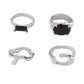 R648 Irregular Geometric Ring Set Simple Alloy Glass Diamond Temperament Minority Personality Ring Female
