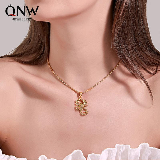 Necklace Hip Hop Retro Hollow Necklace Trendy Personality Imitation Gold Scorpion Pendant Sweater Chain