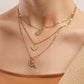 Jewelry fashion multi-layer gold retro love necklace niche design octagon clavicle chain