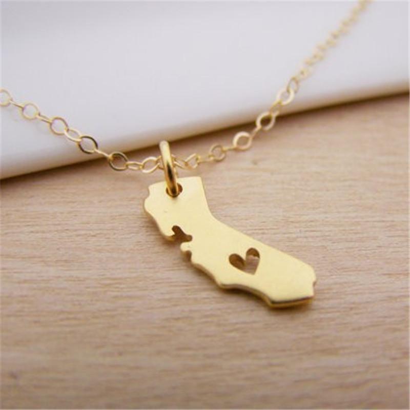 USA Map Necklace USA California Clavicle Necklace