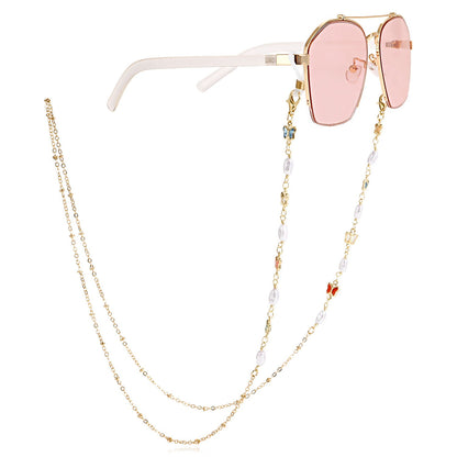 Metal mask anti-lost rope ins mini color butterfly high-end sense glasses chain hanging chain mask hanging rope face chain female