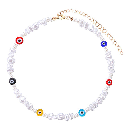 Jewelry Irregular Shaped Pearl Eye Necklace Ladies Short Fashion Devil Eye Necklace