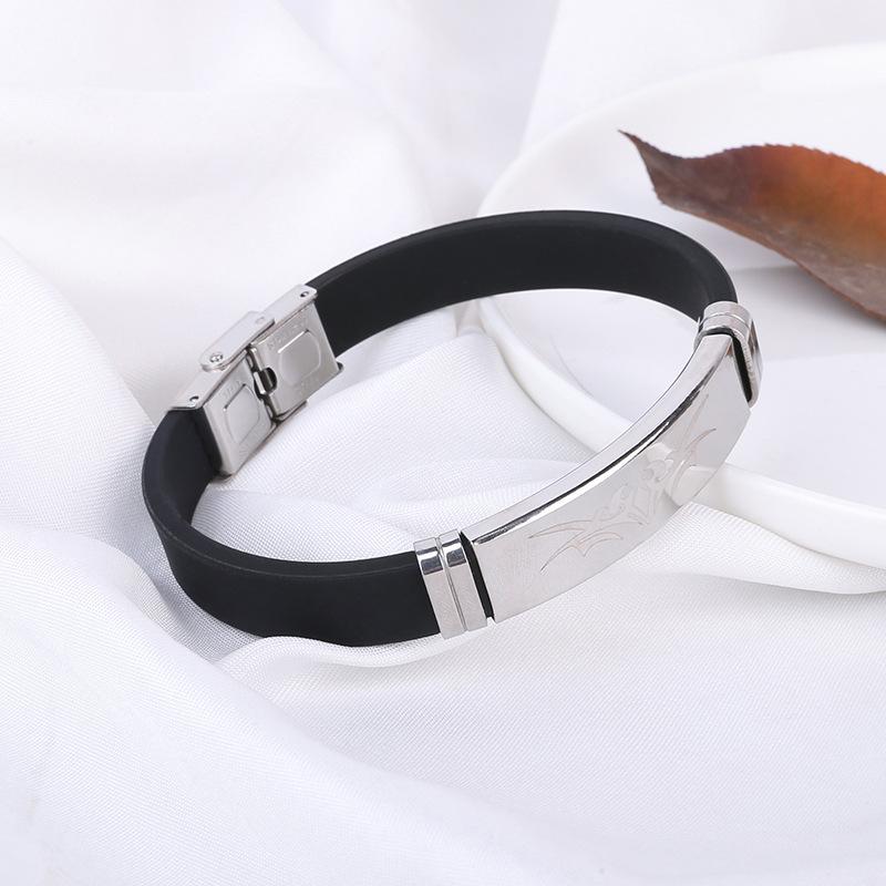 Men's Glossy Silicone Stainless Steel Bracelet Fashion Fashion Can Do LOGO Titanium Steel Bracelet