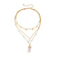 Jewelry Mix and Match Imitation Pearl Geometric Necklace Simple Sequin Tassel Imitation Crystal Column Multilayer Necklace