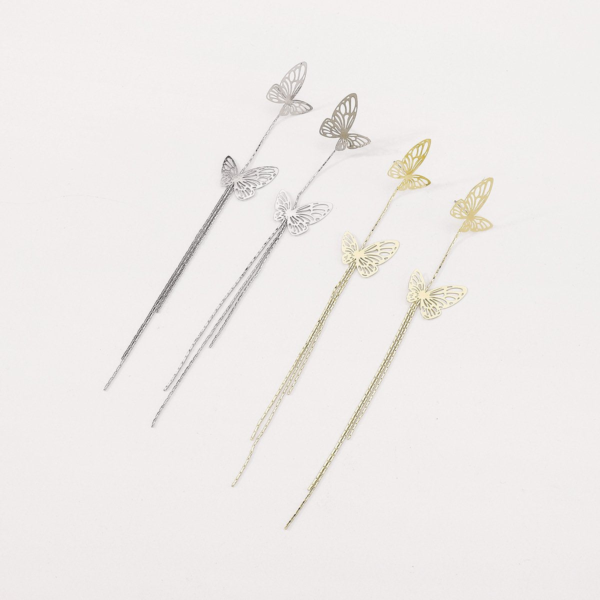 E1472 Long Tassel Fairy Earrings Hollow Butterfly Personality Creative Earrings Retro Exaggerated Earrings