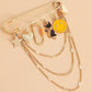 Jewelry multi-element yellow smiley face tassel pendant brooch accessories female punk temperament pendant