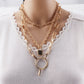 Necklace Retro Punk Exaggerated Thick Chain Necklace Women's Multilayer Hip Hop Lock Necklace Sweater Chain