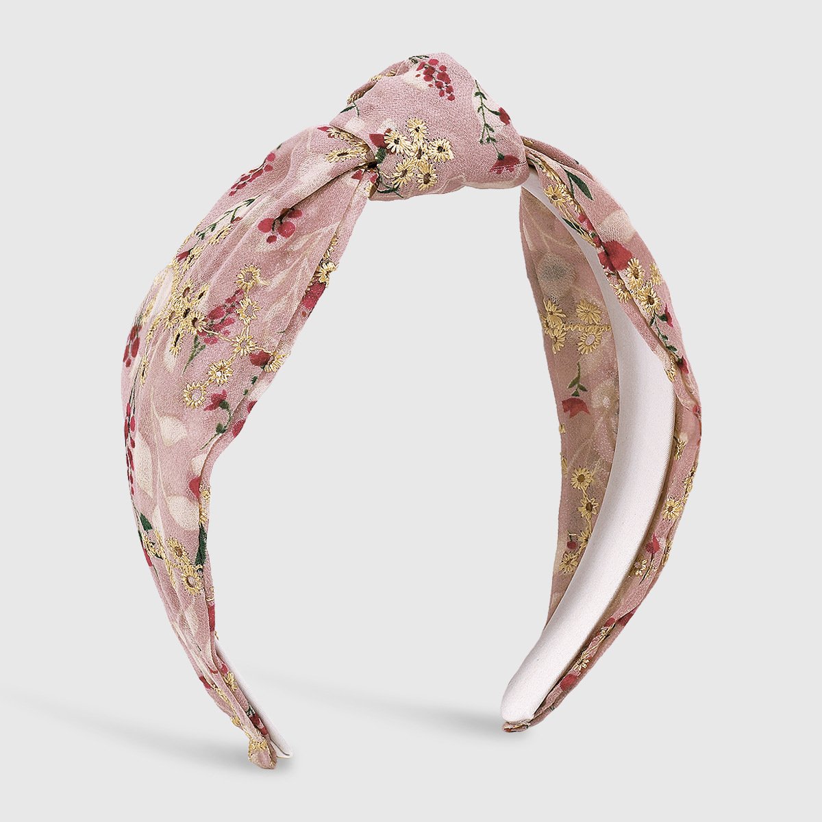F4489 spring and summer small fresh floral embroidery headband women's chiffon yarn knotted gentle simple retro sweet headband