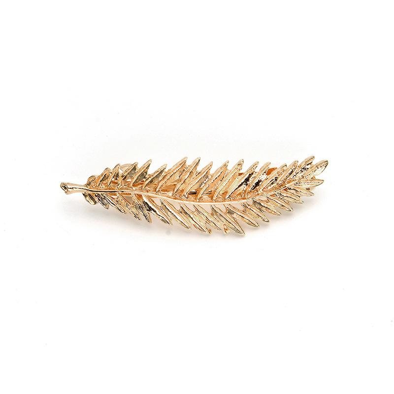 Retro exaggerated feather leaf hair clip fashion leaf needle leaf edge clip spring clip female