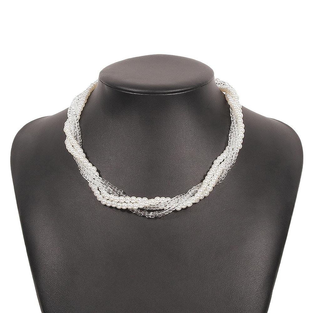 N8419 fashion simple multi-layer pearl necklace women's stacked elegant temperament retro exaggerated clavicle chain