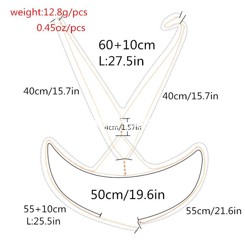 Jewelry Fashion Versatile Personality Body Clothing Chain Beaded Geometric Cross Necklace