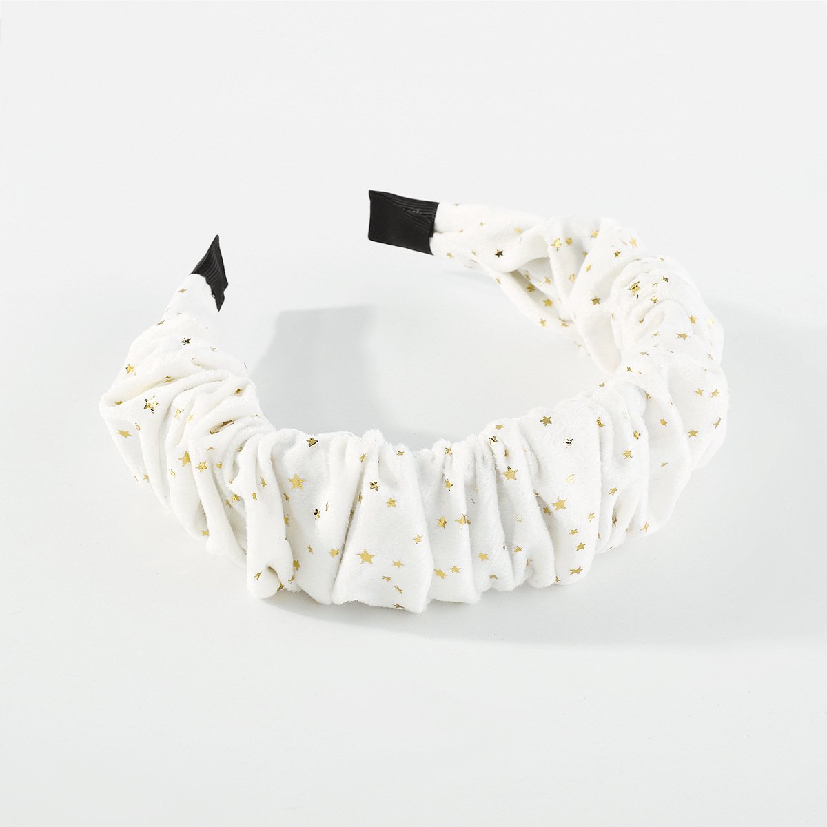 F548 Simple niche retro pleated five-pointed star headband autumn and winter style French temperament flannelette headband hairpin female