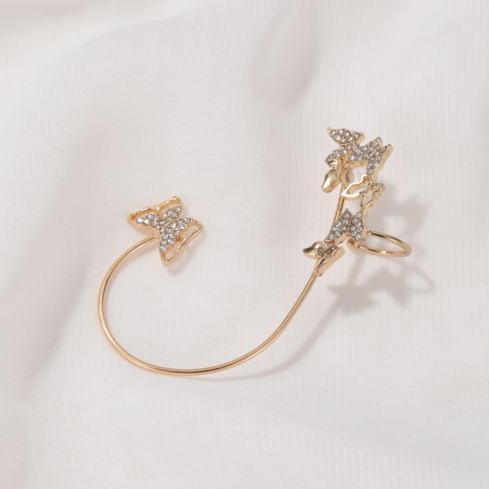 Three-piece set of earrings creative versatile butterfly ear hanging temperament net red ear clip trendy earrings women