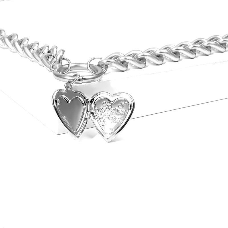 Heart Pendant Necklace Double Ring Women's Jewelry Necklace Retro Creative Accessories