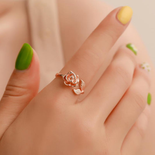 Ring Vintage Rose Flower Women's Ring Personality Versatile Hand Jewelry Valentine's Day Gift