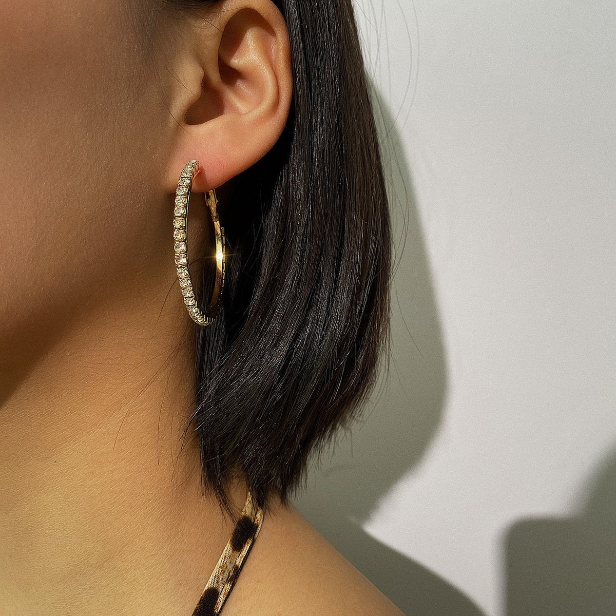 Jewelry simple and versatile geometric round earrings exaggerated diamond big circle earrings earrings women