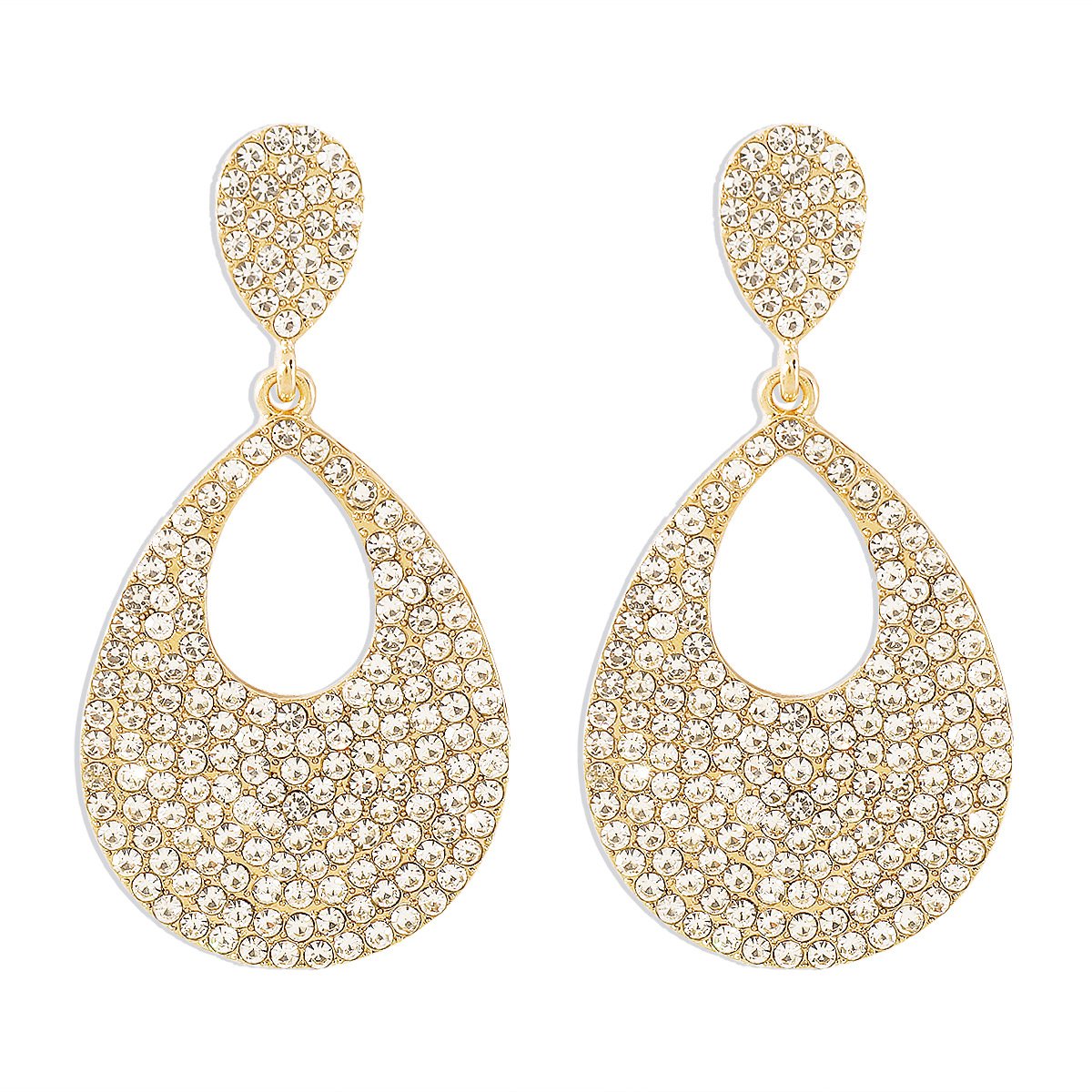 E1143 Exaggerated drop-shaped earrings full of diamond temperament personality retro geometric hollow fashion earrings