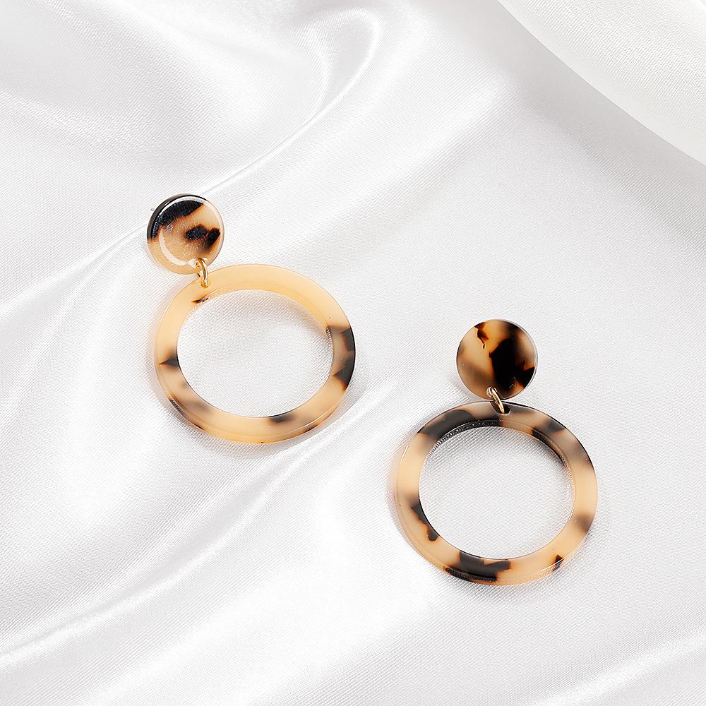 Geometric round earrings retro acrylic leopard earrings exaggerated personality resin earrings for women