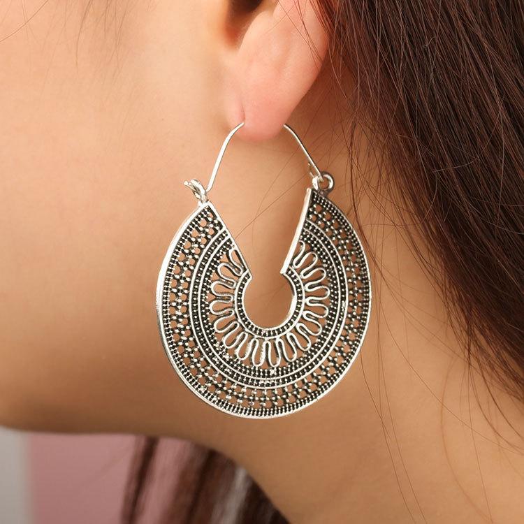 Middle Eastern Bohemian Vintage Openwork Metal Earrings Dubai Jewelry