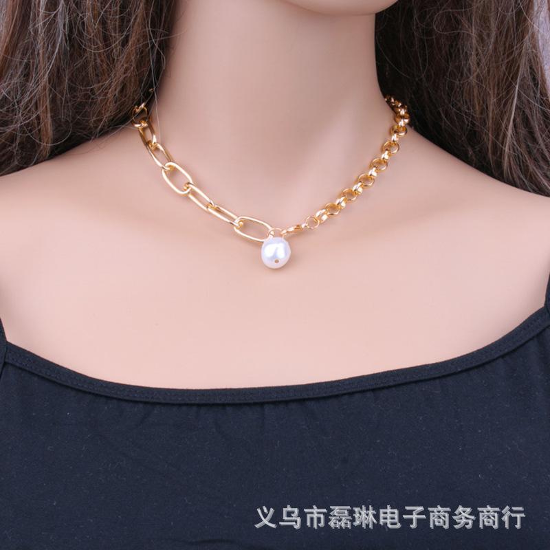 Jewelry baroque special-shaped pearl copper peach heart multi-layer simple necklace female two-piece set