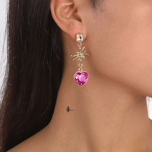 E9984 Jewelry rhinestone spider Halloween element earrings punk personality love exaggerated earrings female