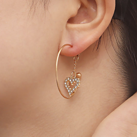 Jewelry ins geometric C-shaped large ring micro-inlaid diamond love earrings earrings female high-end sense
