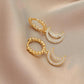 Personalized crescent moon earrings fashion exaggerated copper micro-inlaid zircon moon earrings jewelry women