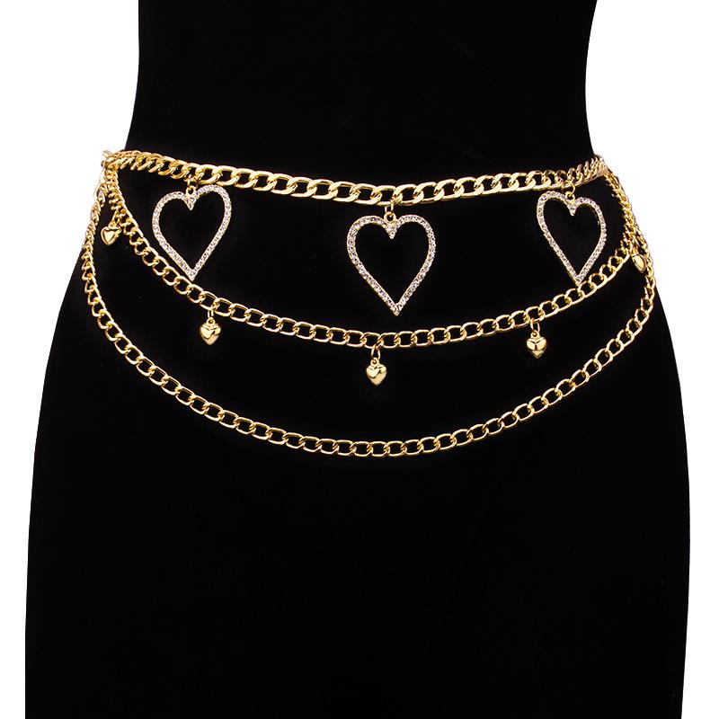 Accessories Fashion Trendy Waist Chain Women's All-Match Diamond Heart Waist Accessories