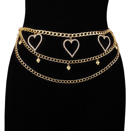 Accessories Fashion Trendy Waist Chain Women's All-Match Diamond Heart Waist Accessories