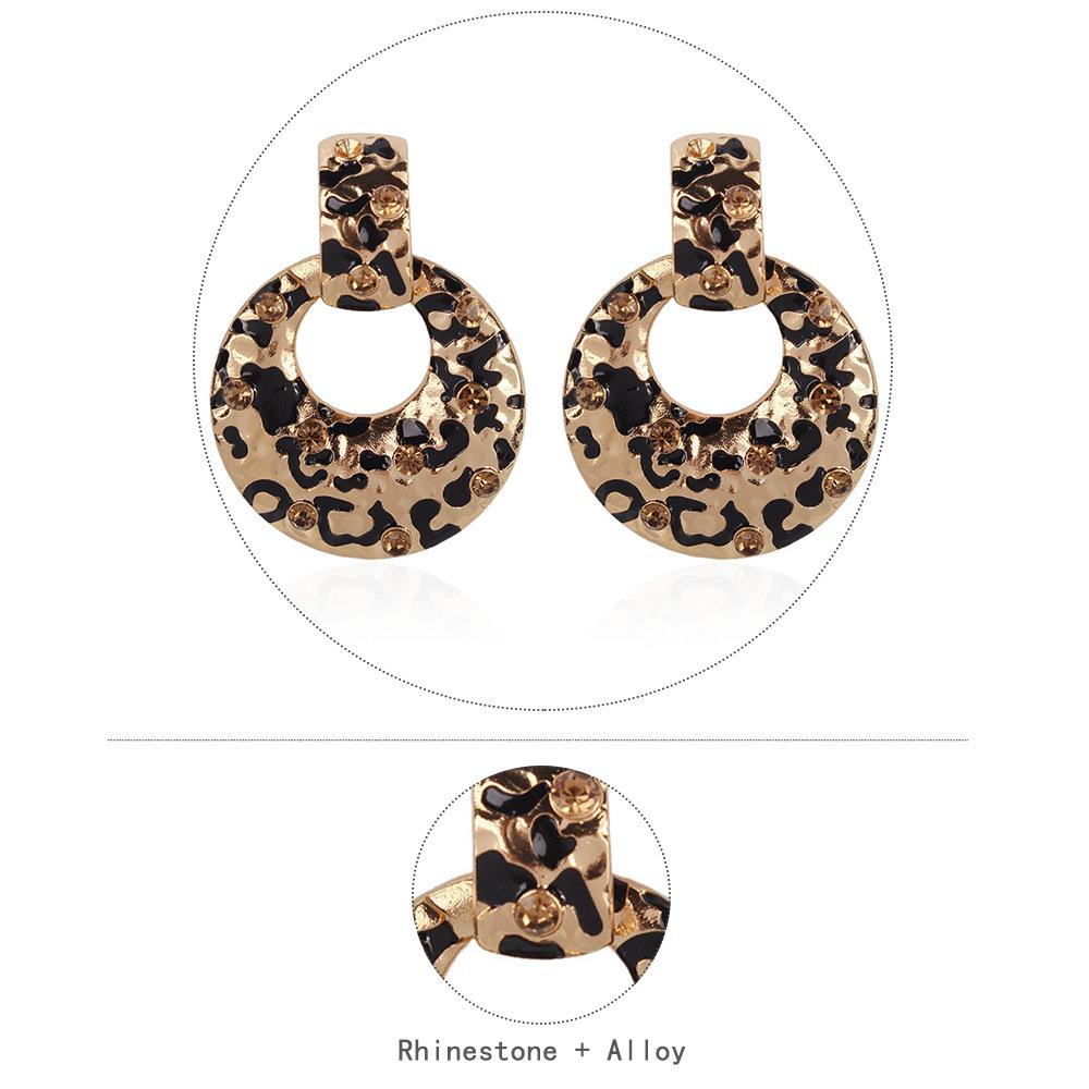 2 Magnesium Die E4667 Explosive Fashion Simple Fashion Diamond Ring Metal Leopard Earrings for Women