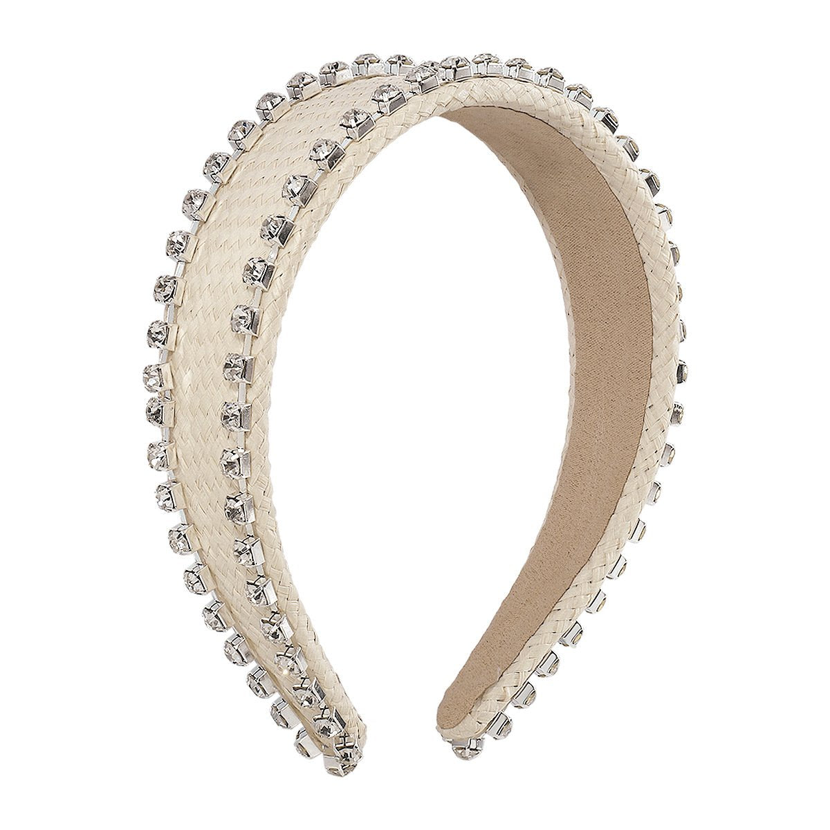 F4265 holiday raffia braided wide-brimmed headband women's sparkling rhinestone light luxury geometric fashion colorful headband