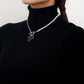 Jewelry trendy stitching half pearl twist chain black love mother-of-pearl necklace female sweater chain