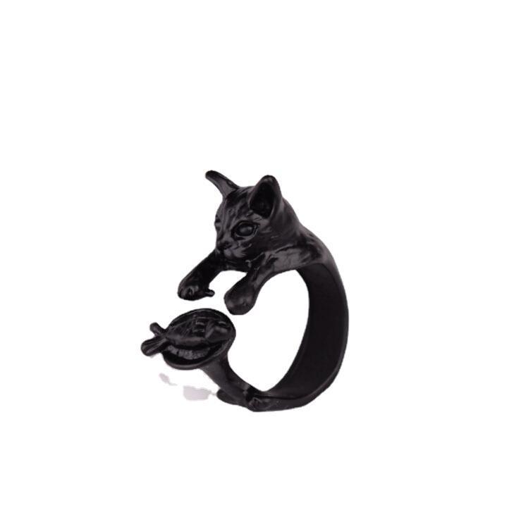 Cute Animal Open Ring Fashion Personality Exaggerated Puppy Cat Elephant Ring Creative Hand Jewelry