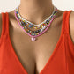 Jewelry mix-and-match butterfly multi-layer tassel rice bead necklace female contrast color pastoral letter flower necklace