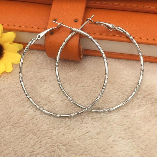 Simple bamboo metal circle earrings women's ear hanging ear jewelry explosion