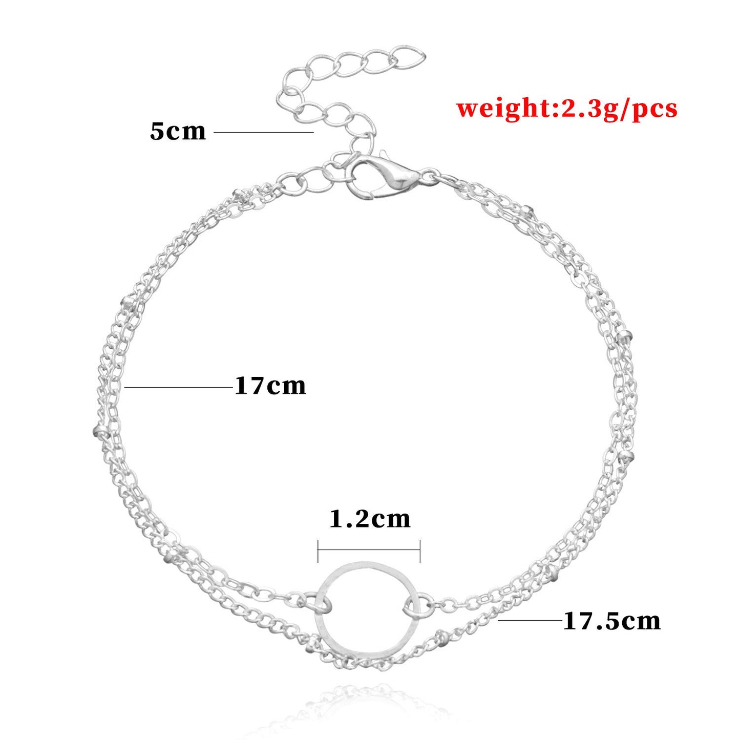 Jewelry Ladies Fashion Geometric Hollow Ring Bracelet Simple Double Layer Chain Jewelry