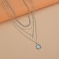 Vintage Ethnic Resin Round Pendant Necklace Fashion Four Layer Chain Choker Clavicle Chain Accessories