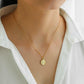ins retro necklace fashion stainless steel chain real gold plating portrait letter coin clavicle chain