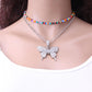 Fashion Jewelry Simple Rice Bead Set Necklace Autumn Alloy Diamond Big Butterfly Necklace