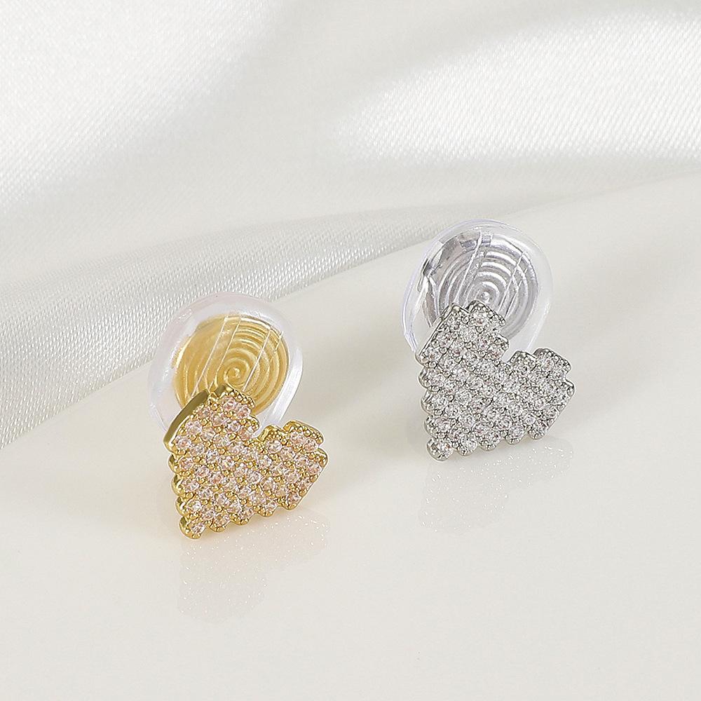 Full diamond love mosquito coil ear clip without ear hole ins niche design heart-shaped ear bone clip painless earrings female