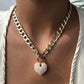 N755 Punk Pearl Love Necklace Female Personality Bold Water Wave Clavicle Chain